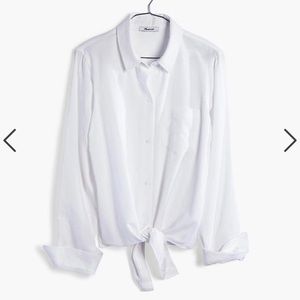 Madewell tie front LS collared shirt
